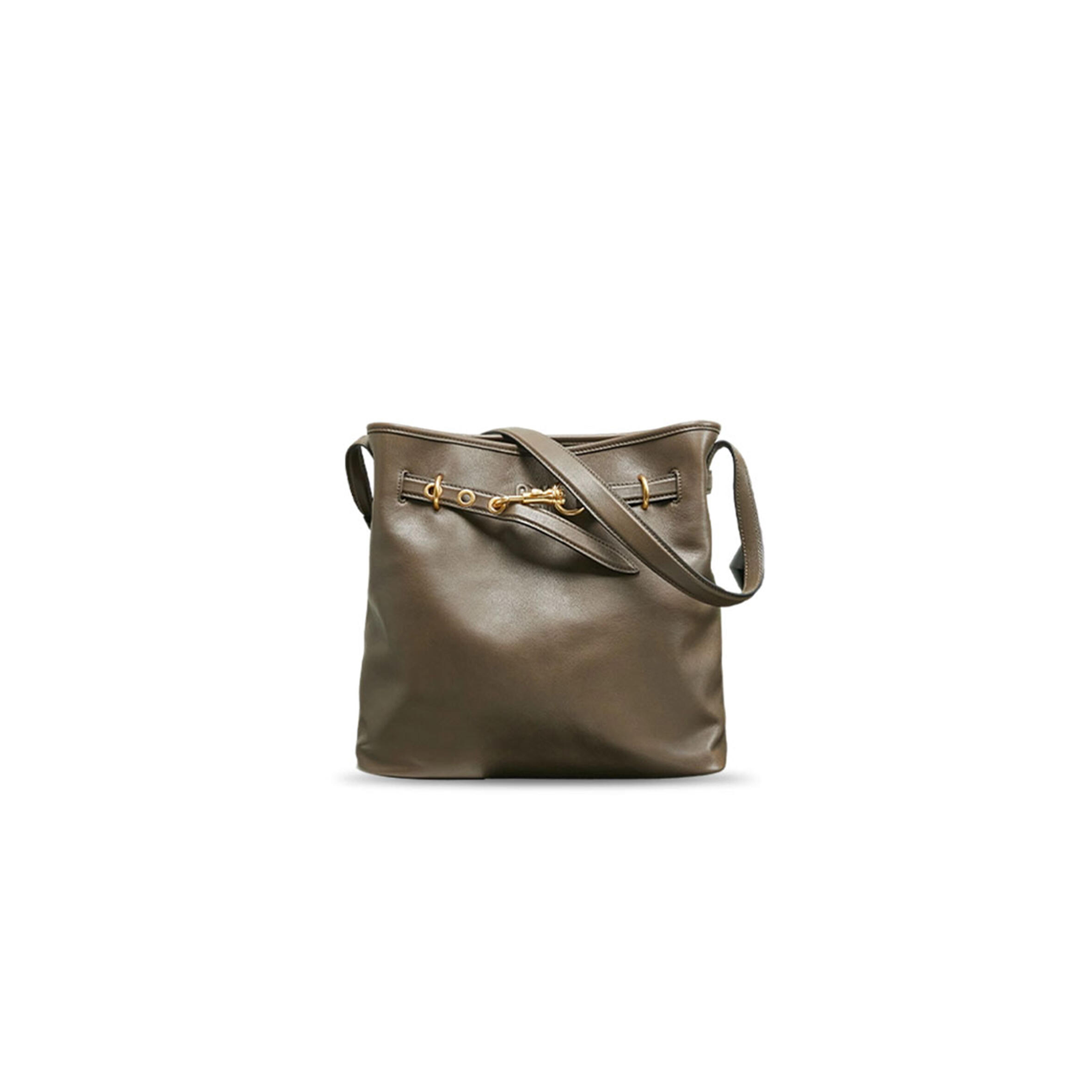 MIU MIU BROWN AVENTURE NAPPA LEATHER BUCKET SHOULDER BAG 5BE101 (31*30*13cm)